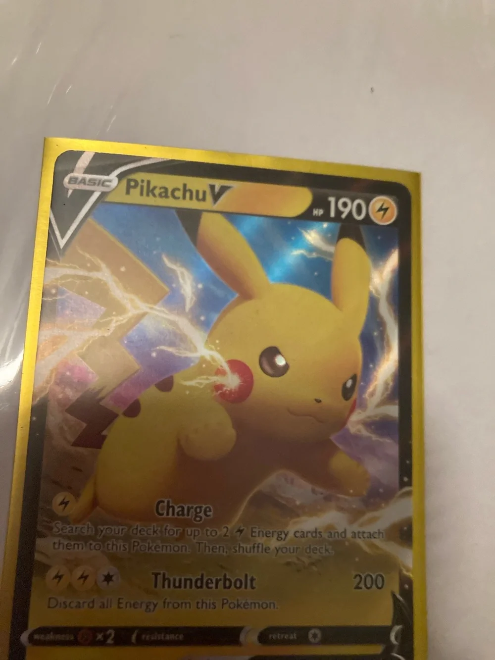 Pokemon Pikachu V Gold Foil Card - Yellow & Blue Holo
